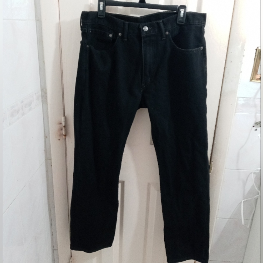 Levi's 505 Mens Black Straight Leg Jeans Size 36x30